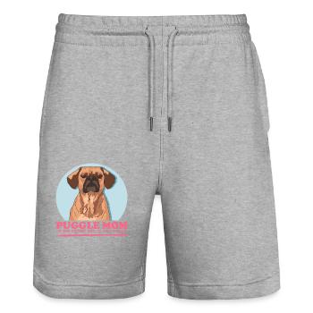 Puggle Mom Dog Owner Dog Mom Gift - Stanley/Stella Trainer Unisex Organic Jogging Shorts - heather grey - Front - Nik (191cm) & Marisol (170cm)