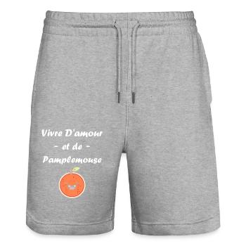 Humour Pamplemousse - Short de jogging bio TRAINER Stanley/Stella unisexe - gris chiné - Devant - Nik (191cm) & Marisol (170cm)