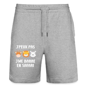 humour safari - Short de jogging bio TRAINER Stanley/Stella unisexe - gris chiné - Devant - Nik (191cm) & Marisol (170cm)