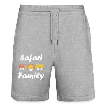 Familien-Safari - Stanley/Stella Unisex Bio Joggingshorts Trainer  - Grau meliert - Vorne - Nik (191cm) & Marisol (170cm)