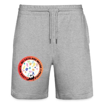 I love math and my cat - Stanley/Stella Trainer Unisex Organic Jogging Shorts - heather grey - Front - Nik (191cm) & Marisol (170cm)