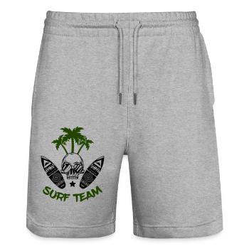 Équipe de surf - Short de jogging bio TRAINER Stanley/Stella unisexe - gris chiné - Devant - Nik (191cm) & Marisol (170cm)
