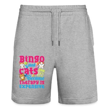 Bingo Player Cat Bingo And Cats - Stanley/Stella Trainer Unisex Organic Jogging Shorts - heather grey - Front - Nik (191cm) & Marisol (170cm)