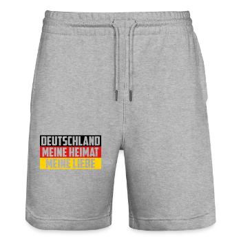 Deutschland meine Heimat meine Liebe - Stanley/Stella Unisex Bio Joggingshorts Trainer  - Grau meliert - Vorne - Nik (191cm) & Marisol (170cm)