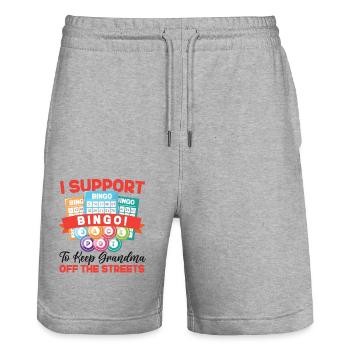 Bingo Player I Support Bingo To - Stanley/Stella Trainer Unisex Organic Jogging Shorts - heather grey - Front - Nik (191cm) & Marisol (170cm)