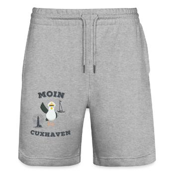 Cuxhaven Nordsee Moin lustige Matrosen Möwe See - Stanley/Stella Unisex Bio Joggingshorts Trainer  - Grau meliert - Vorne - Nik (191cm) & Marisol (170cm)