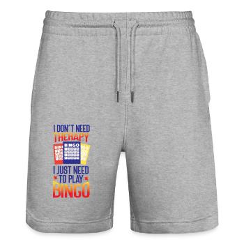 Bingo Player I Don't Need Therapy - Stanley/Stella Trainer Unisex Organic Jogging Shorts - heather grey - Front - Nik (191cm) & Marisol (170cm)