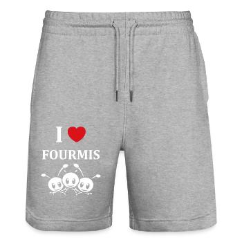 Humour fourmis - Short de jogging bio TRAINER Stanley/Stella unisexe - gris chiné - Devant - Nik (191cm) & Marisol (170cm)