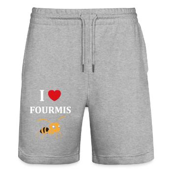 Humour fourmis - Short de jogging bio TRAINER Stanley/Stella unisexe - gris chiné - Devant - Nik (191cm) & Marisol (170cm)