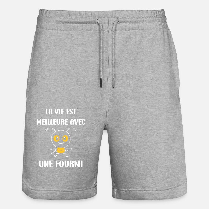 Humour fourmis - Short de jogging bio TRAINER Stanley/Stella unisexe - gris chiné