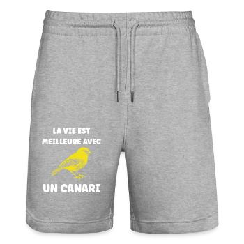 Humour Canari - Short de jogging bio TRAINER Stanley/Stella unisexe - gris chiné - Devant - Nik (191cm) & Marisol (170cm)