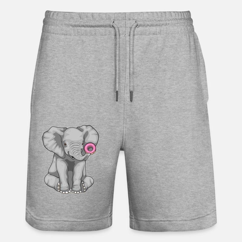 Elefant Donut - Stanley/Stella Unisex Bio Joggingshorts Trainer - Grau meliert