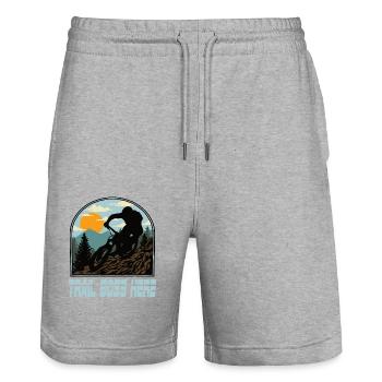 Downhill Mountain Bike Mtb Mountain Bike Biking - Stanley/Stella Trainer Unisex Organic Jogging Shorts - heather grey - Front - Nik (191cm) & Marisol (170cm)