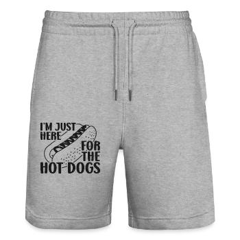 Hot Dog Adulte Je suis juste là pour - Short de jogging bio TRAINER Stanley/Stella unisexe - gris chiné - Devant - Nik (191cm) & Marisol (170cm)
