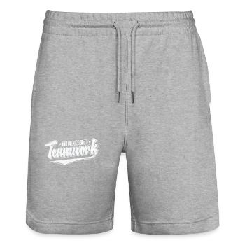 The King of Teamwork - Stanley/Stella Unisex Bio Joggingshorts Trainer  - Grau meliert - Vorne - Nik (191cm) & Marisol (170cm)