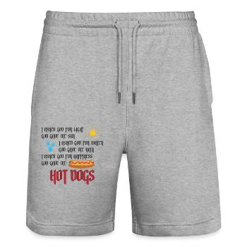 Hot Dog Adulte J’ai demandé de la lumière - Short de jogging bio TRAINER Stanley/Stella unisexe - gris chiné - Devant - Nik (191cm) & Marisol (170cm)