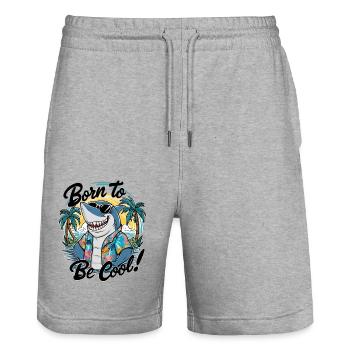 Funny shark with sunglasses summer vacation - Stanley/Stella Trainer Unisex Organic Jogging Shorts - heather grey - Front - Nik (191cm) & Marisol (170cm)