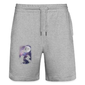 T-shirt Licorne Trois Lunes Licorne Magique Arc-en-ciel - Short de jogging bio TRAINER Stanley/Stella unisexe - gris chiné - Devant - Nik (191cm) & Marisol (170cm)