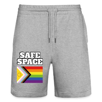 LGBTQ Safe Space inklusive Pride-Flagge - Stanley/Stella Unisex Bio Joggingshorts Trainer  - Grau meliert - Vorne - Nik (191cm) & Marisol (170cm)