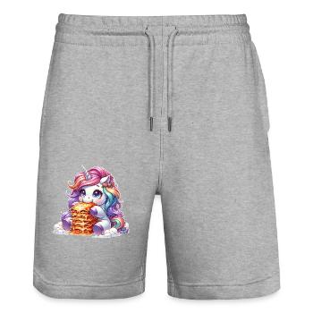 Lasagne italienne licorne magique - Short de jogging bio TRAINER Stanley/Stella unisexe - gris chiné - Devant - Nik (191cm) & Marisol (170cm)