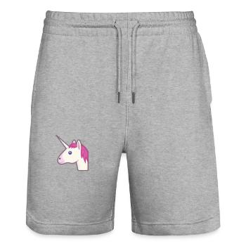 T-shirt rose licorne mignonne licorne drôle licorne arc-en-ciel - Short de jogging bio TRAINER Stanley/Stella unisexe - gris chiné - Devant - Nik (191cm) & Marisol (170cm)