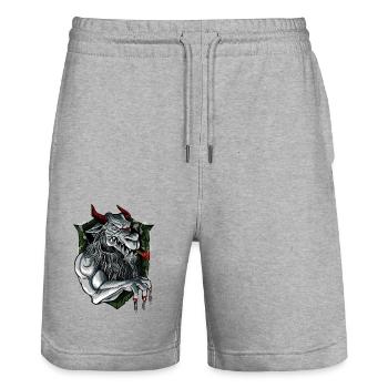 Modern Styrian panther - Stanley/Stella Trainer Unisex Organic Jogging Shorts - heather grey - Front - Nik (191cm) & Marisol (170cm)