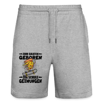Zum Skaten Geboren Zur Schule Gezwungen - Stanley/Stella Unisex Bio Joggingshorts Trainer  - Grau meliert - Vorne - Nik (191cm) & Marisol (170cm)