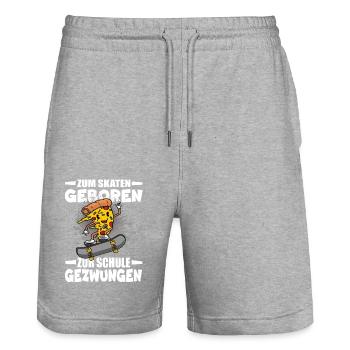 Zum Skaten Geboren Zur Schule Gezwungen - Stanley/Stella Unisex Bio Joggingshorts Trainer  - Grau meliert - Vorne - Nik (191cm) & Marisol (170cm)