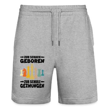 Zum Schach Geboren Zur Schule Gezwungen - Stanley/Stella Unisex Bio Joggingshorts Trainer  - Grau meliert - Vorne - Nik (191cm) & Marisol (170cm)