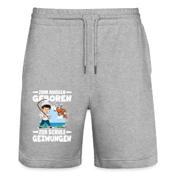 Nés pour pêcher, forcés d’aller à l’école - Short de jogging bio TRAINER Stanley/Stella unisexe - gris chiné - Devant - Nik (191cm) & Marisol (170cm)