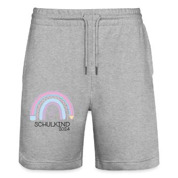 Back to school First day of school school child 2024 - Stanley/Stella Trainer Unisex Organic Jogging Shorts - heather grey - Front - Nik (191cm) & Marisol (170cm)