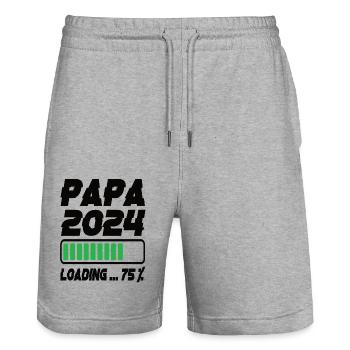 Papa 2024 Loading - Stanley/Stella Unisex Bio Joggingshorts Trainer  - Grau meliert - Vorne - Nik (191cm) & Marisol (170cm)