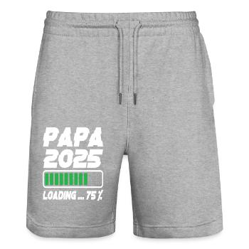 Papa 2025 Loading - Stanley/Stella Unisex Bio Joggingshorts Trainer  - Grau meliert - Vorne - Nik (191cm) & Marisol (170cm)