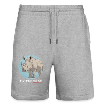 Rhino Rhinos Rhinoceros Gift - Stanley/Stella Trainer Unisex Organic Jogging Shorts - heather grey - Front - Nik (191cm) & Marisol (170cm)