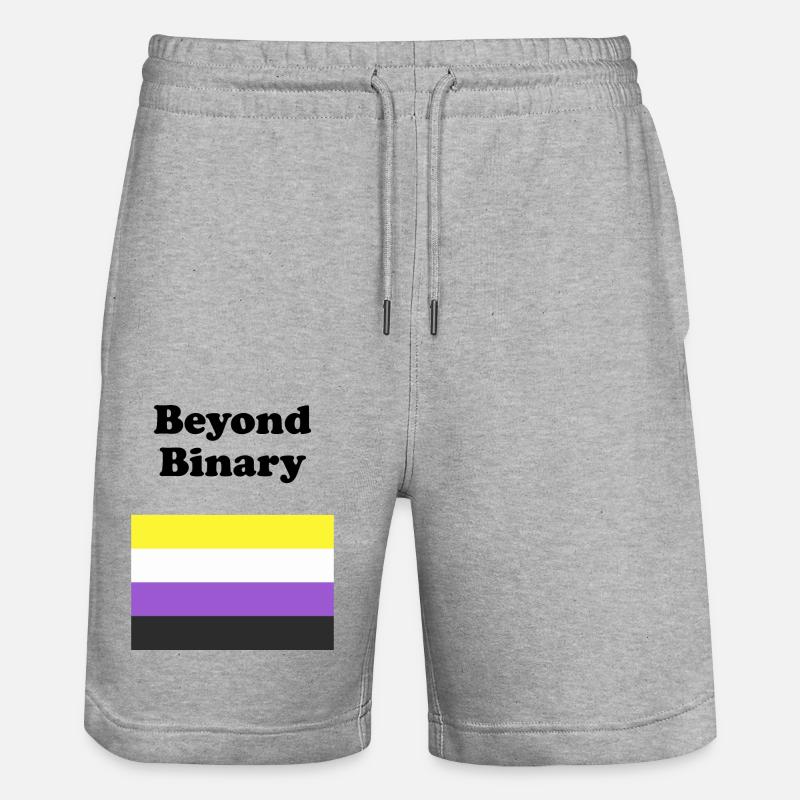 Non Binary Flag Beyond Binary - Stanley/Stella Trainer Unisex Organic Jogging Shorts - heather grey