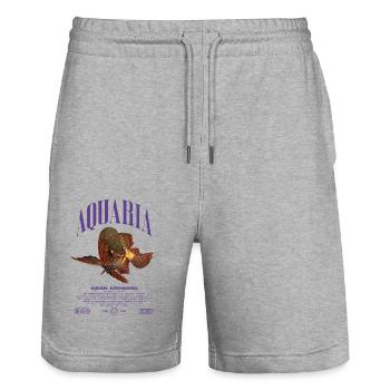 Asian Arowana Monster Fish Keeper Streetwear - Stanley/Stella Trainer Unisex Organic Jogging Shorts - heather grey - Front - Nik (191cm) & Marisol (170cm)