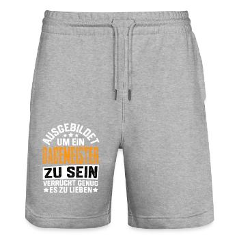Bademeister Schwimmmeister Schwimmen Schwimmer - Stanley/Stella Unisex Bio Joggingshorts Trainer  - Grau meliert - Vorne - Nik (191cm) & Marisol (170cm)