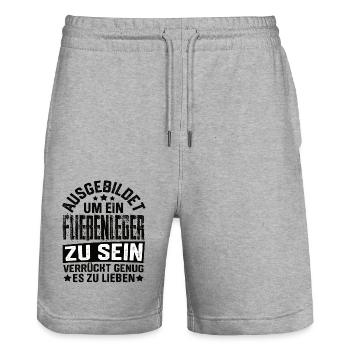 Carreleur carreleur carreleur carreleur dicton - Short de jogging bio TRAINER Stanley/Stella unisexe - gris chiné - Devant - Nik (191cm) & Marisol (170cm)