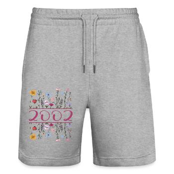 2002 Legendär Seit 2002 Geburtstag 2002 Frauen - Stanley/Stella Unisex Bio Joggingshorts Trainer  - Grau meliert - Vorne - Nik (191cm) & Marisol (170cm)