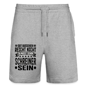 Maître charpentier Menuisier Menuiserie Menuiserie - Short de jogging bio TRAINER Stanley/Stella unisexe - gris chiné - Devant - Nik (191cm) & Marisol (170cm)