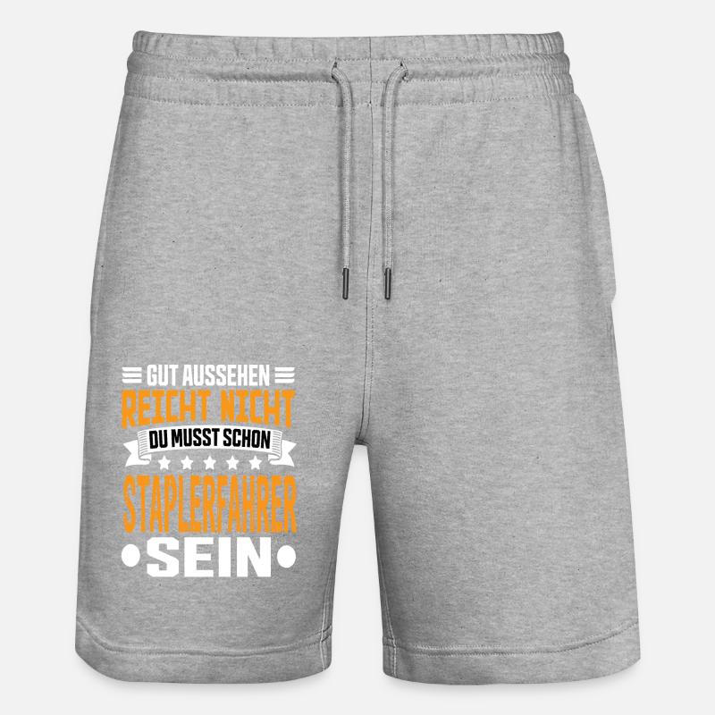 Staplerfahrer Stapler Gabelstapler Staplerfahrerin - Stanley/Stella Unisex Bio Joggingshorts Trainer - Grau meliert
