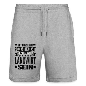 Landwirt Landwirte Landwirtschaft Bauer Sprüche - Stanley/Stella Unisex Bio Joggingshorts Trainer  - Grau meliert - Vorne - Nik (191cm) & Marisol (170cm)