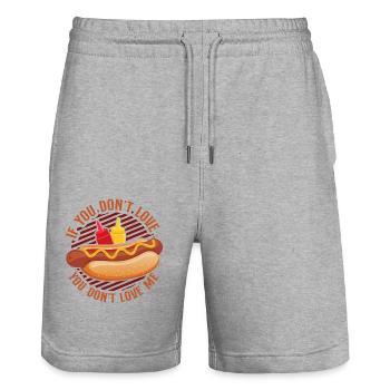Hot Dog Adult If You Don't Love - Stanley/Stella Trainer Unisex Organic Jogging Shorts - heather grey - Front - Nik (191cm) & Marisol (170cm)