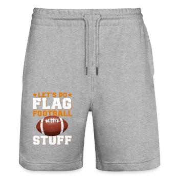 Flag Football Player Footballer Gift - Stanley/Stella Trainer Unisex Organic Jogging Shorts - heather grey - Front - Nik (191cm) & Marisol (170cm)