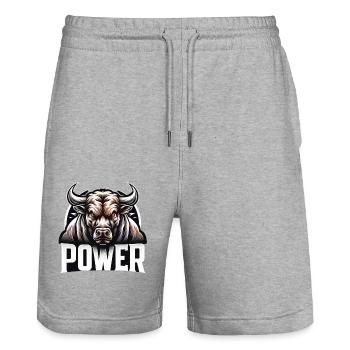 Power Bull - Stanley/Stella Unisex Bio Joggingshorts Trainer  - Grau meliert - Vorne - Nik (191cm) & Marisol (170cm)