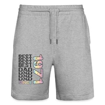Bester Papa der Welt seit 1971 Vatertag - Stanley/Stella Unisex Bio Joggingshorts Trainer  - Grau meliert - Vorne - Nik (191cm) & Marisol (170cm)