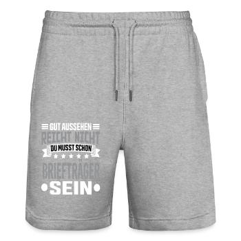 Postman - Stanley/Stella Trainer Unisex Organic Jogging Shorts - heather grey - Front - Nik (191cm) & Marisol (170cm)