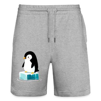 Little Penguin on Block of Ice - Stanley/Stella Trainer Unisex Organic Jogging Shorts - heather grey - Front - Nik (191cm) & Marisol (170cm)