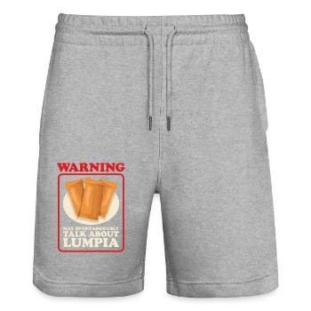 Lumpia Loempia Spring Roll Gift - Stanley/Stella Trainer Unisex Organic Jogging Shorts - heather grey - Front - Nik (191cm) & Marisol (170cm)