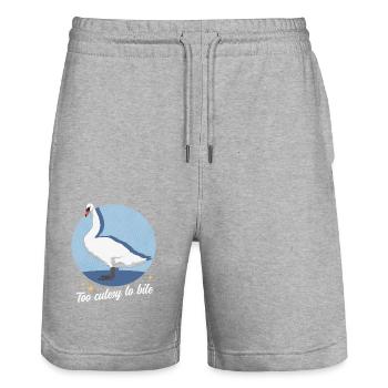 Cygnes Cygnes Cadeau d’amant de cygne - Short de jogging bio TRAINER Stanley/Stella unisexe - gris chiné - Devant - Nik (191cm) & Marisol (170cm)